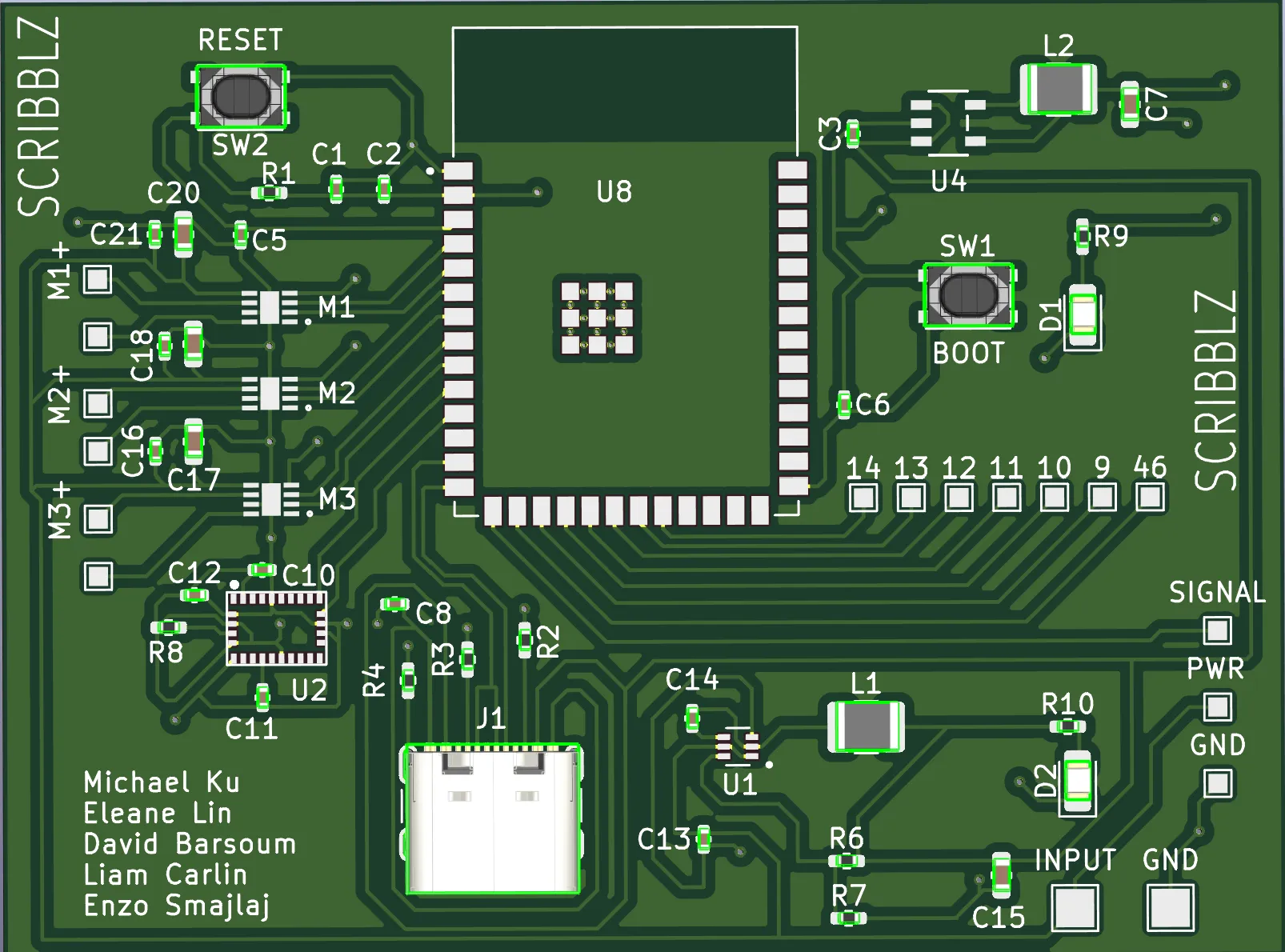 Live PCB schematic for the power and motor systems
