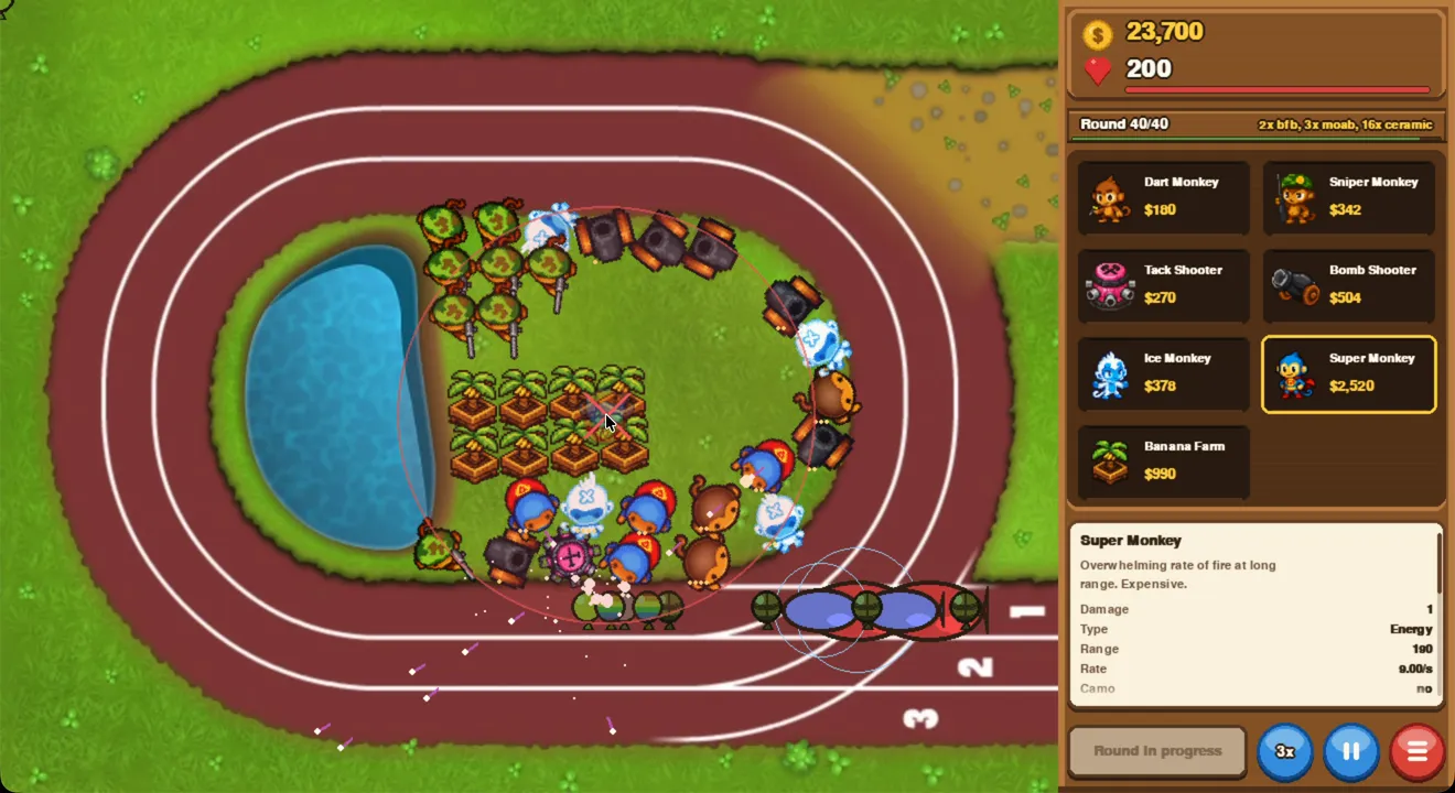 Sprint Track at round 40 of 40. The painted lane numbers mark the three laps, and blimps are entering on lane one